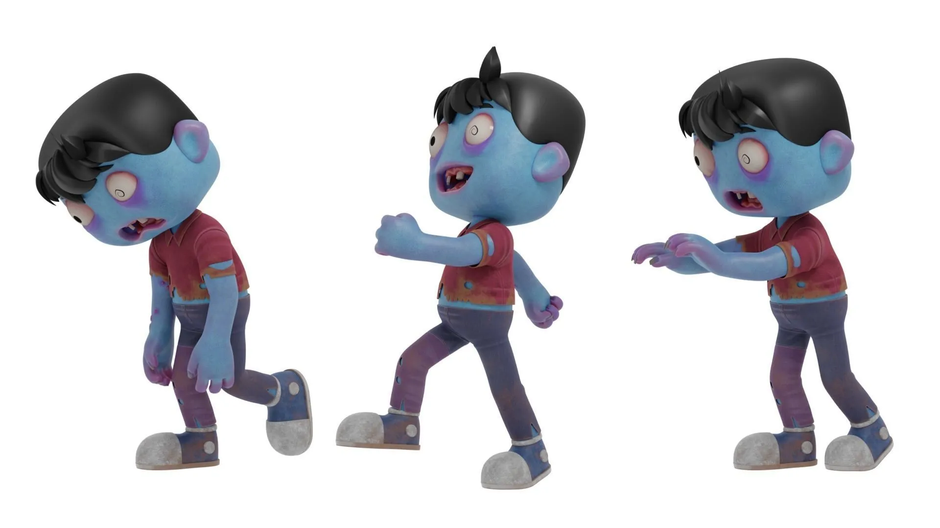 Cartoon Male Zombie with polygon hair